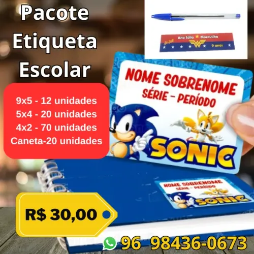 ? PACOTE DE ETIQUETAS ESCOLARES PERSONALIZADAS ?