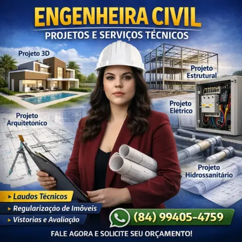 Engenheira Civil | Projetos Arquitetônicos, Estrutural, 3D, Laudos e Regularização