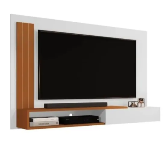 Painel para tv até 50" branco com freijó 