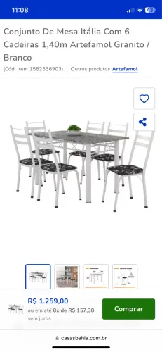 Mesa de mármore Itatiaia