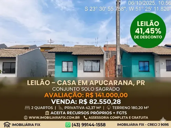 ? Use o seu FGTS acumulado e compre sua casa própria de 2 quartos por apenas R$ 82 mil!