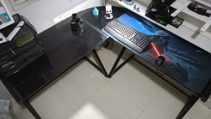 Mesa escritório metal e vidro ACEITO TROCA