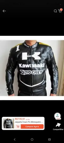 Jaqueta de couro pu Kawasaki