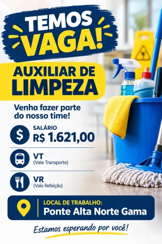 VAGA PARA SERVIÇOS GERAIS EM PADARIA