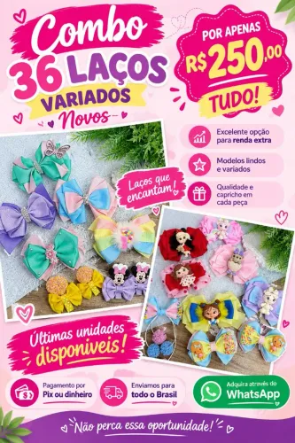 Combo com 36 laços infantil novos