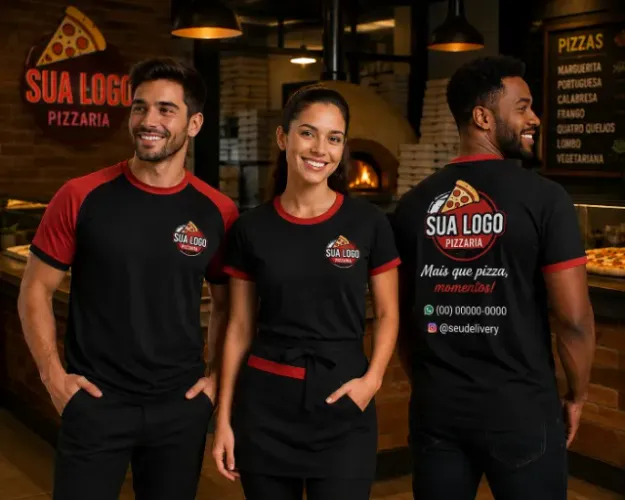 10 Camisas Personalizadas Para Uniforme de Pizzaria / Malha PP