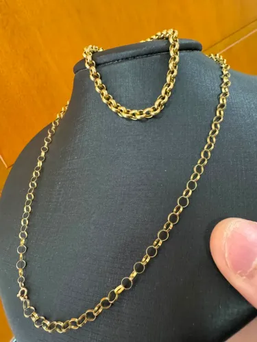 Corrente e Pulseira Elo Português de ouro 18k procedência garantia eterna