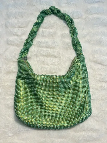 Bolsa Zara Verde com Brilho - Nova, Estilo Festa