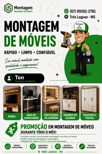 Montador de Móveis Profissional ( exclusivo para Cidade Três Lagoas -MS )