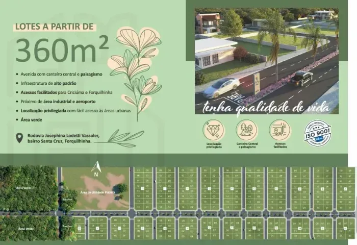 Terreno com 360 m² parcelamento direto - Forquilhinha - SC