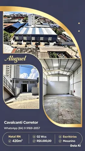 ALUGO GALPAO C/420m² RIBEIRA - CAVALCANTE CORRETOR CL5787