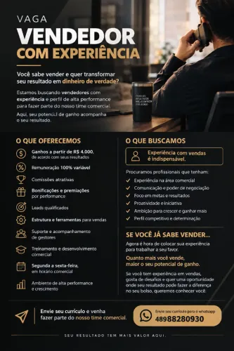 Vendedor Comissionado - Segunda a sexta