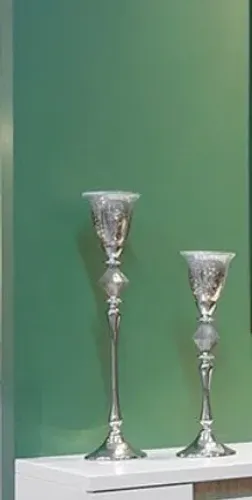 Vaso candelabro Vidro e metal