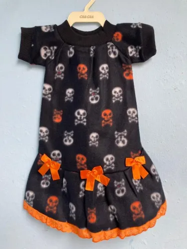 Roupinha de Cachorro Estampa de Caveira, Tam P Fêmea (Novo)