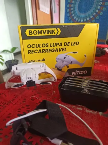 Óculos lupa led recarregável com 5 lentes
