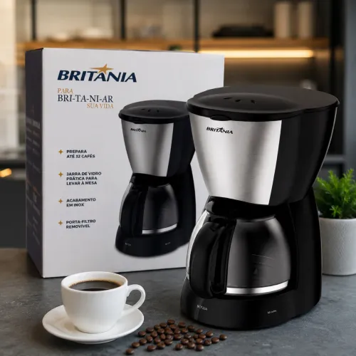 Cafeteira Britânia 1,2L 32 Cafés com Jarra de Vidro