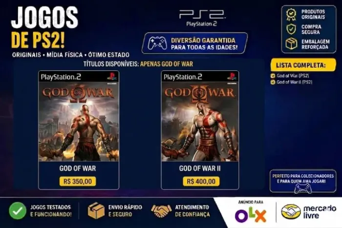 ? [VENDO] Jogos Raros do PS2: God of War I e II Originais (Americanos / Raros)