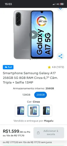 A17 5g cinza lacrado 8gb de RAM e 256gb