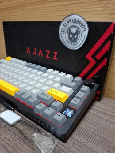 Teclado Mecânico Sem Fio Ajazz AK820 PRO, 75%, ARGB, C/Tela Customizavel, Knob de Volume