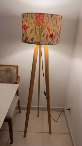 Abajur de linho floral