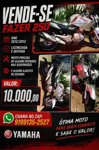 Vendo moto fazer 250 cc prata