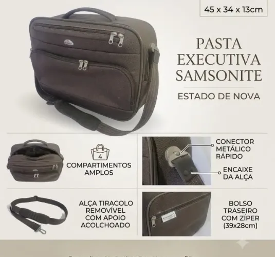 Bolsa Executiva Samsonite - Estado de Nova! 4 compartimentos, Medidas: 45x34 cm