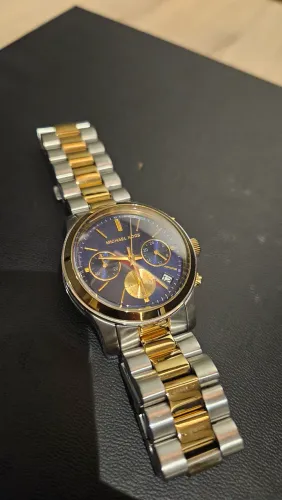 Relógio Michael Kors Wren Pavé mk6165 Feminino Prata e Dourado com Cronógrafo