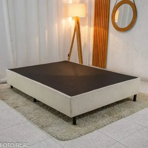 Base Cama Box Casal Suede 138x188 Bege |