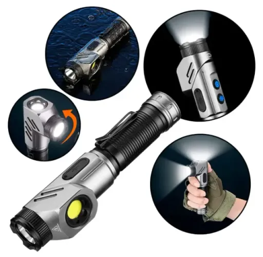 Lanterna Led Recarregável 1500lm Dobrável Imã Usb Magnética
