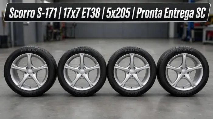 Rodas Scorro S-171 Aro 17x7 ET38 5x100 - Fusca/Golf/Polo - Pneus 205/40 e 215/45 R17