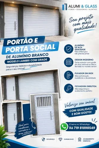 Portões de Alumínio, Portas e Janelas em Vidro Temperado
