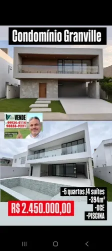 Lenildo Terto VENDE Excelente Residência NOVA Alto Padrão 394m² 5/4 sendo 4 suítes