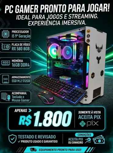 PC GAMER I5 / SSD 512 / 16 RAM + RX 580 TOP