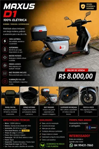 Scooter elétrica 1000w - 32km/h - NOVA 