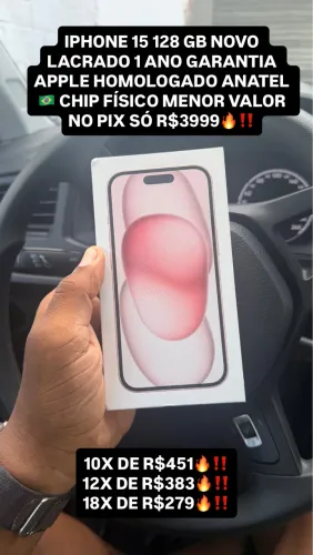 iPhone 15 rosa 128 gb novo lacrado + nota fiscal