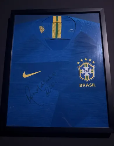Camisa autografa Ronaldinho Gaúcho seleção brasileira