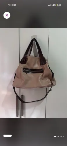 Bolsa bege marrom média/grande