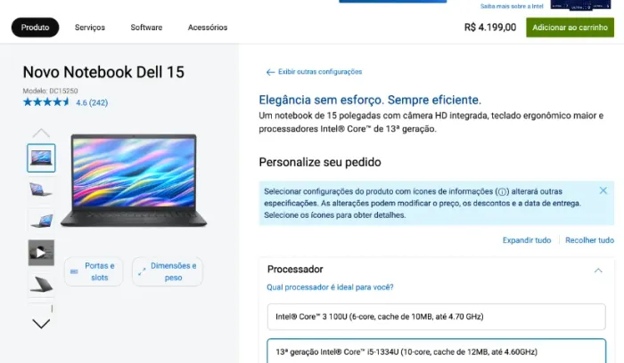 Notebook Dell i5 13TH 512Gb 16Ram Novo Lacrado / Garantia / Loja física