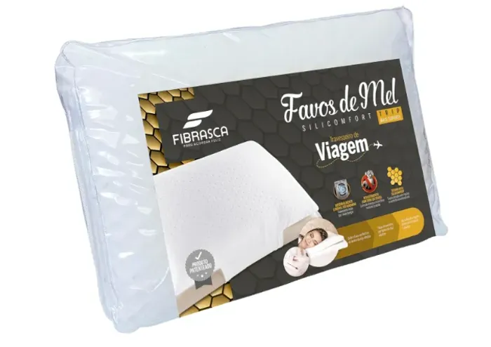 Travesseiro de Pescoço para Viagem Fibrasca Favos de Mel Trip Lavável 60x40cm Branco
