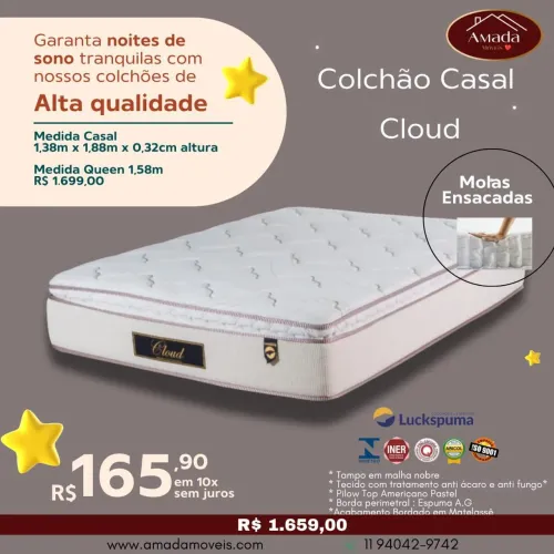 Colchão Casal Cloud - à pronta entrega 