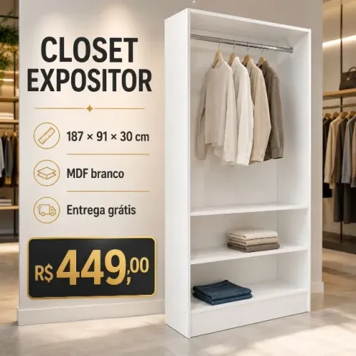 CLOSET SUSPENSO COM CABIDEIRO MDF NOVO