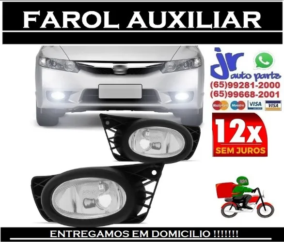 Par Farol de Milha New Civic 09 10 11 12 Auxiliar Neblina