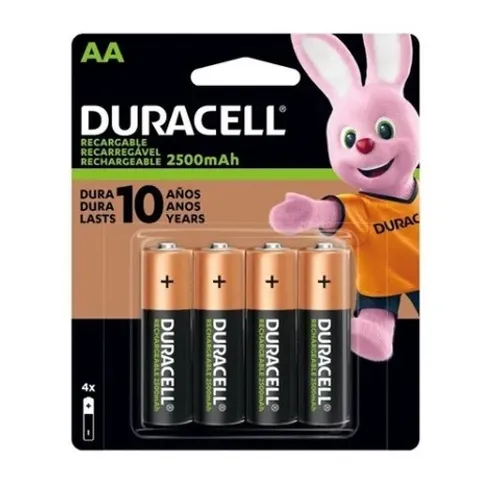 4 Pilhas Recarregáveis AA 2500mah Duracell - Produto Original!