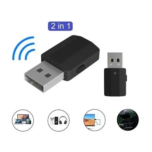 Adaptador Transmissor Bluetooth Para Tv Usb Som Automotivo Ps4 Receptor 2x1 Transmissor