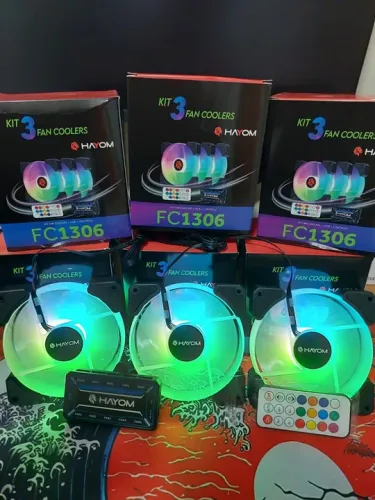Kit 3 Fans cooler RGB com controladora