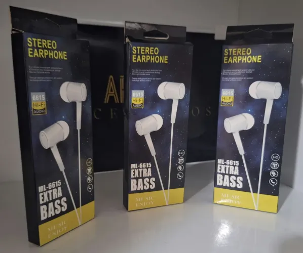 3 kits Fone de Ouvido Stereo Extra Bass ML-6615 - Novo