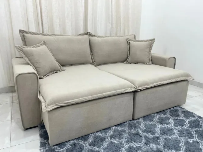 Sofá Cama/Retrátil 2,40m D33, Percinta Italiana e Molas Bonnel l765
