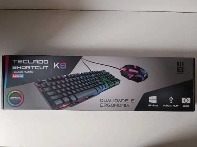 Kit Teclado e Mouse Gamer K8 - Iluminação RGB - Frete grátis