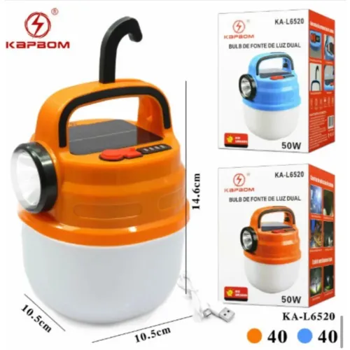 Lâmpada de Camping Solar com Luz Dual KAPBOM KA-L6520