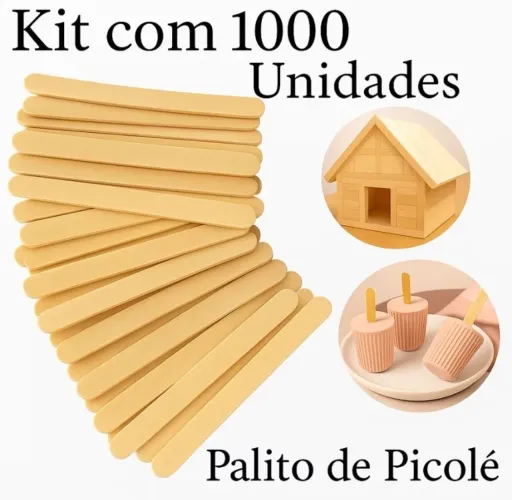 1000 Palitos de Sorvete Ponta Redonda ou Quadrada